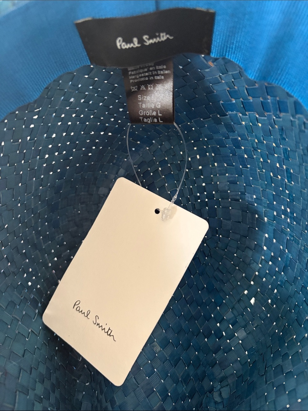 Paul Smith Blue Woven Straw Fedora Hat size large - Picture 6 of 6